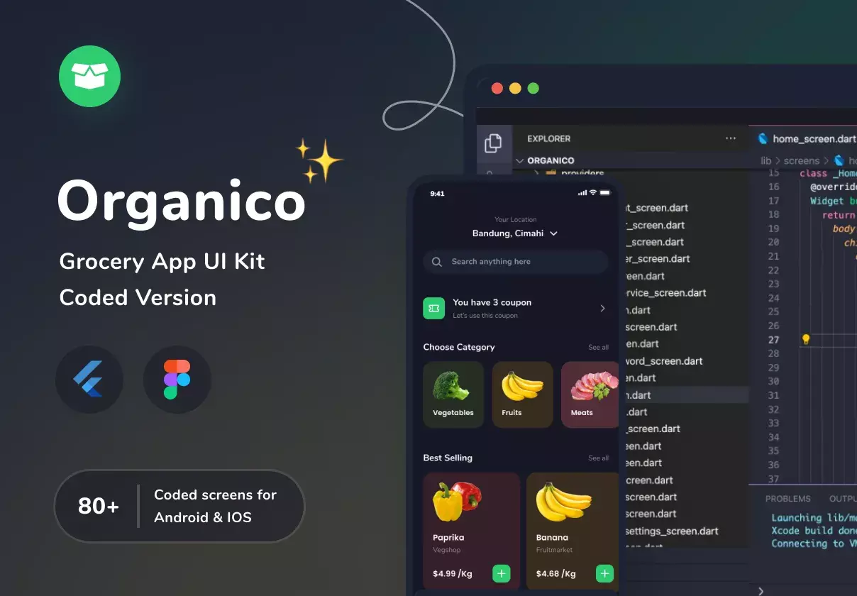 Organico Grocery App UI Kit (Design + Code)