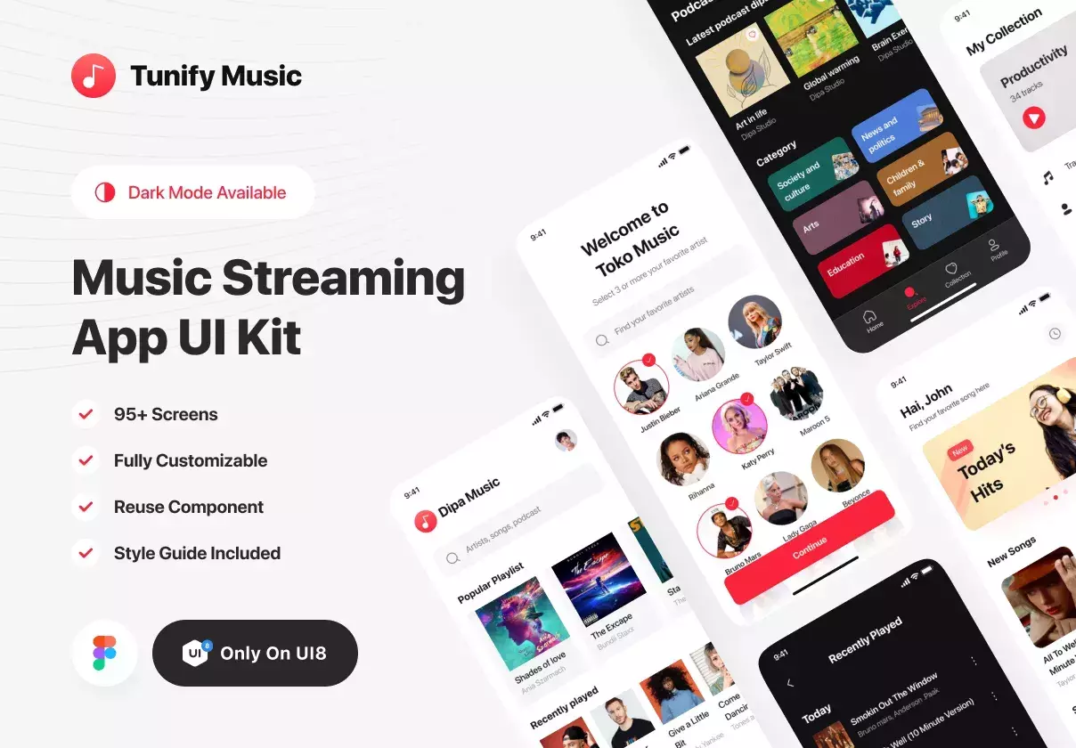 Tunify - Music Streaming App UI Kit