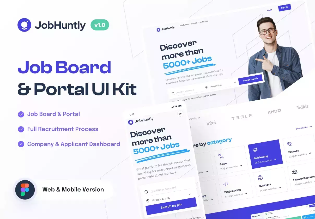 Jobhuntly - Job Board & Portal UI Kit