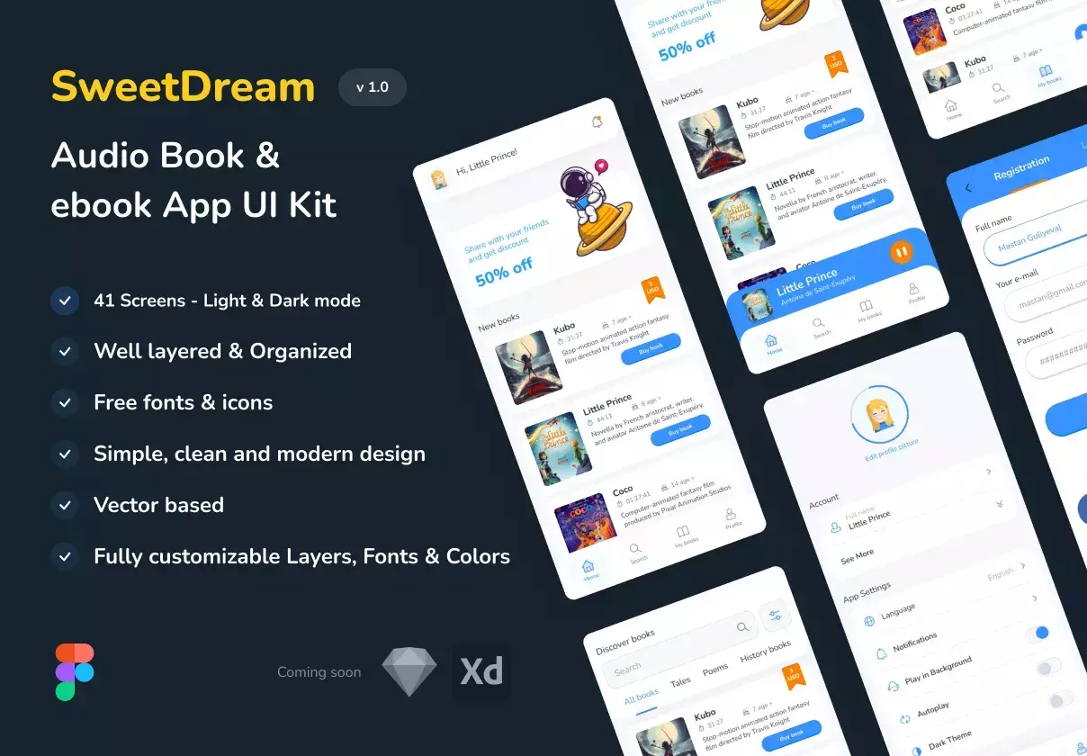 Sweet Dream - Audio Book & ebook App UI Kit