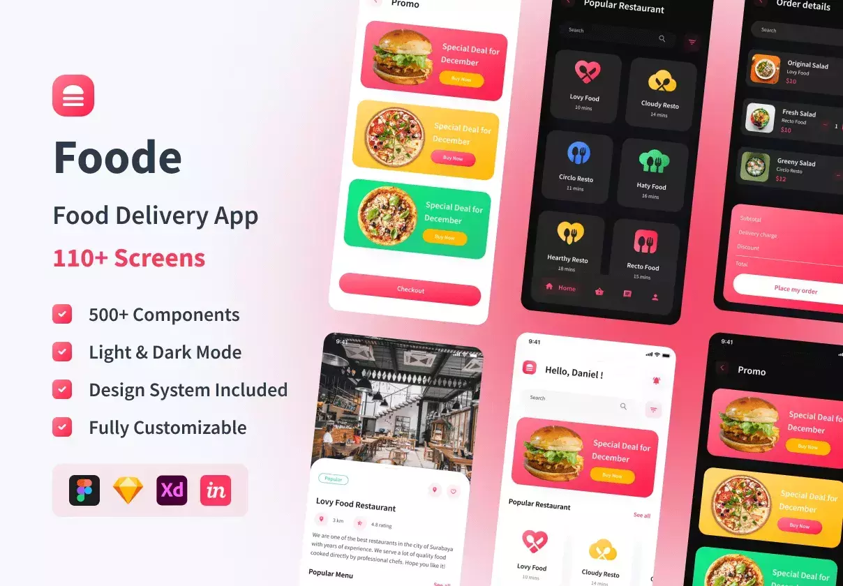 Foode - Food Delivery Mobile App UI Kit