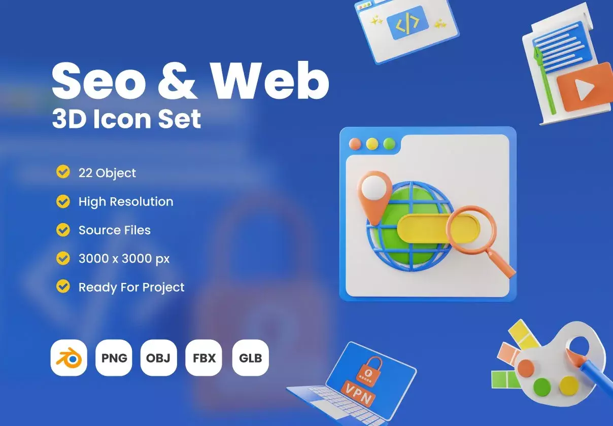 Seo and Web - 3D Icon Set