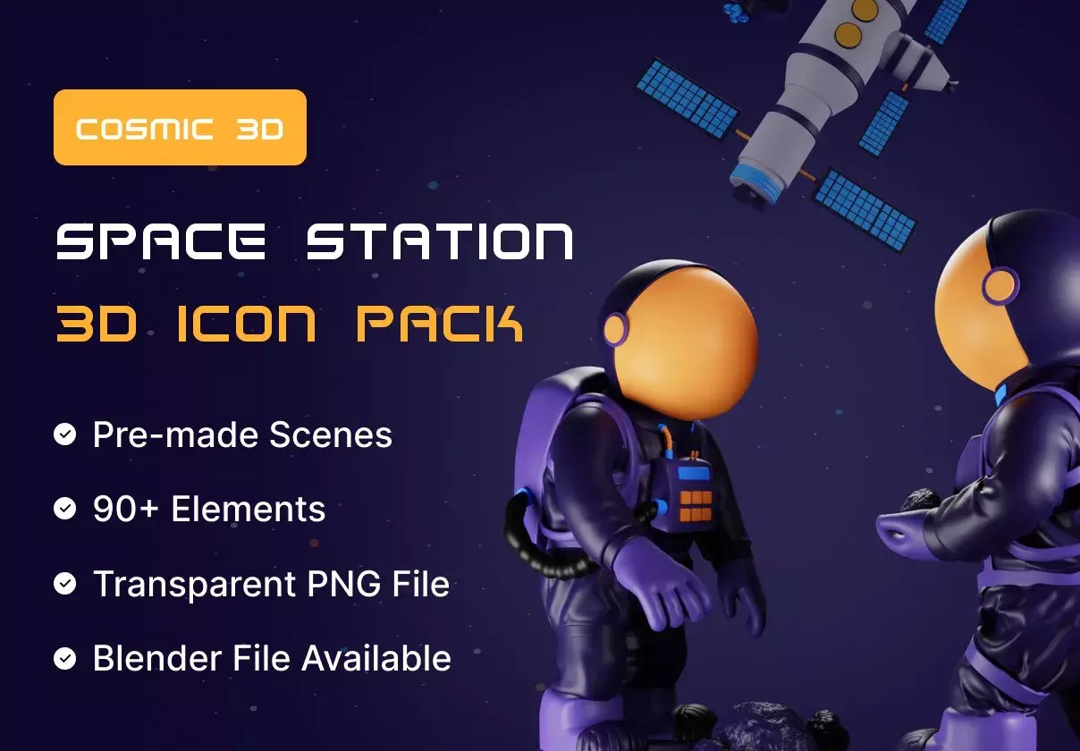 Cosmic 3D | Space Station 3D Icon Pack