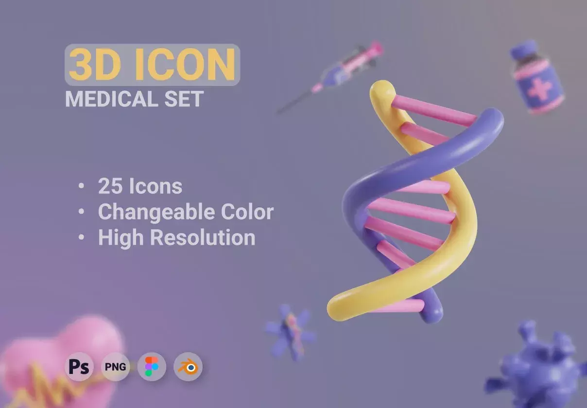 3D Medical Icons set