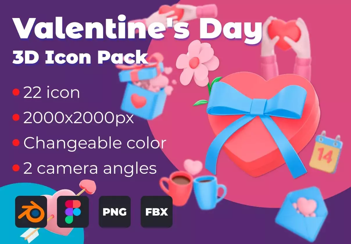 Valentine's Day 3D Icon Pack