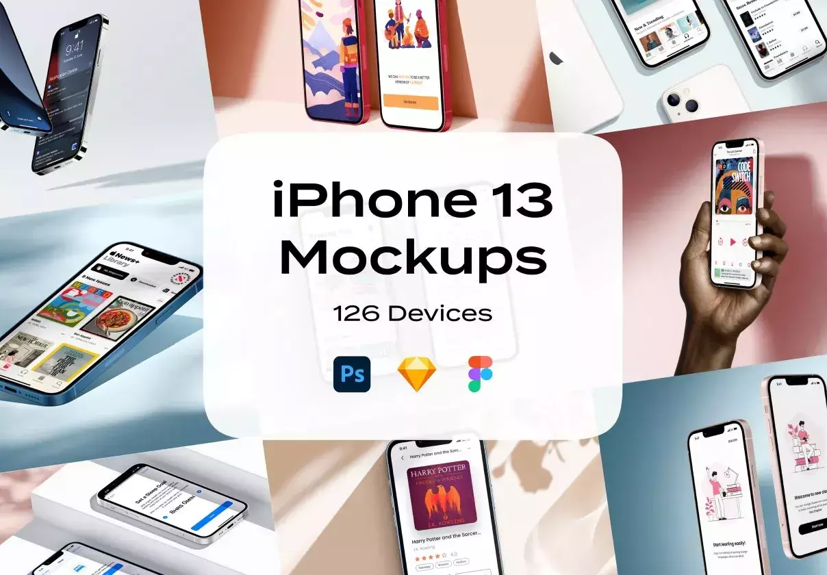 iPhone 13 mockups for figma & photoshop & sketch