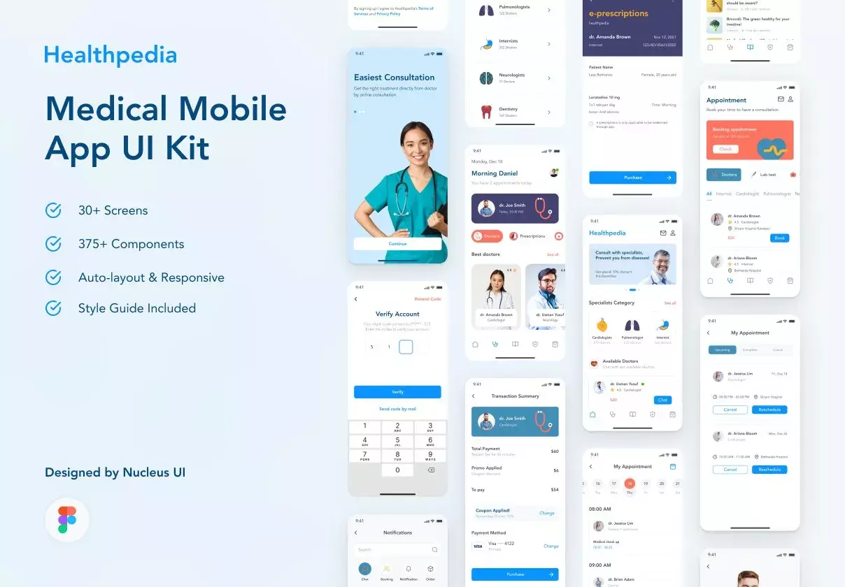 Healthpedia – Medical mobile app design UI Kit