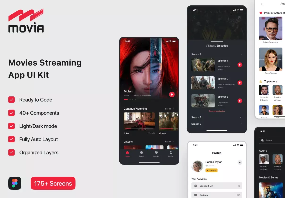 Movia - Movies Streaming App UI Kit