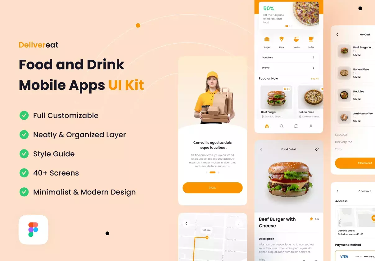 Delivereat - Food and Drink Mobile Apps UI Kit