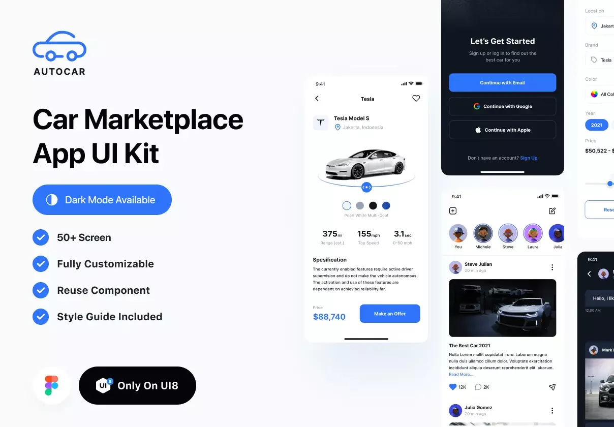 Premium Car Marketplace App UI Kit