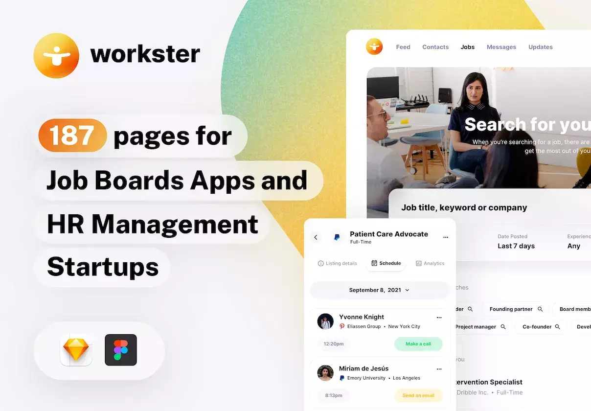 187 Pages and 310+ UI symbols for Job Boards and other HR management apps