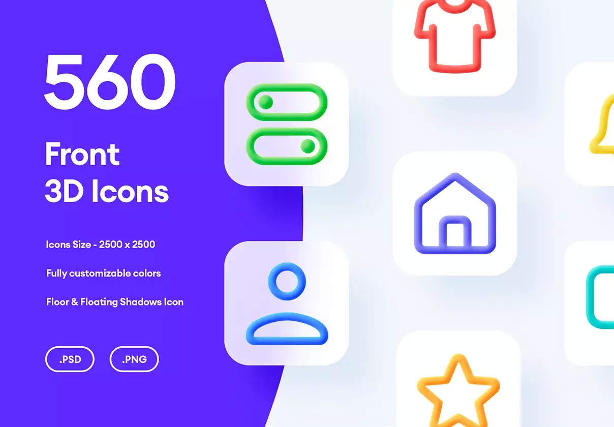 560 Front 3D Icons