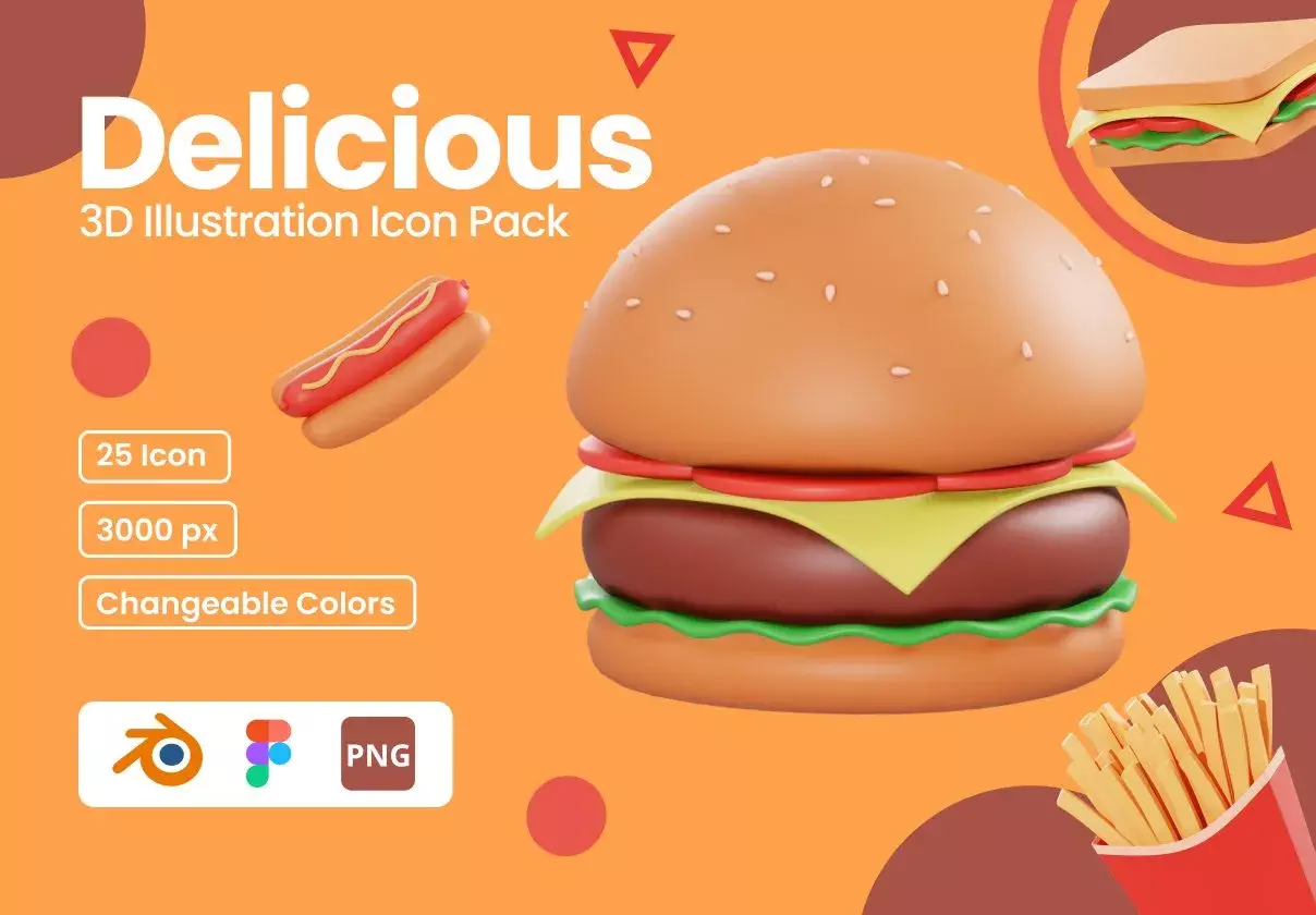 Delicious - 3D Illustration Icon Pack