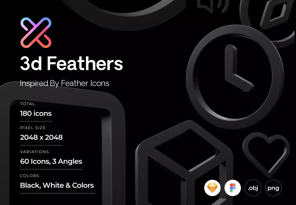 Feather Icon 3D Pack