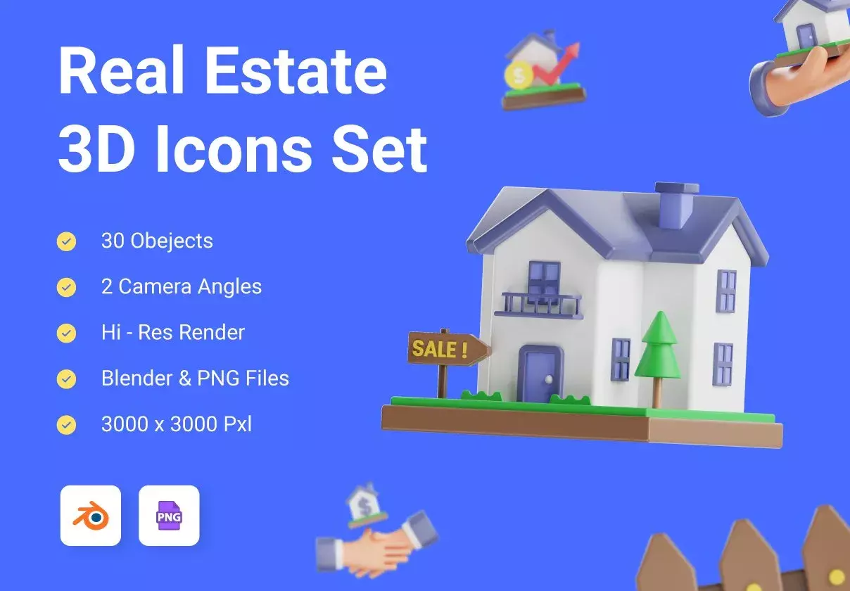 Real Estate 3D Icons Set