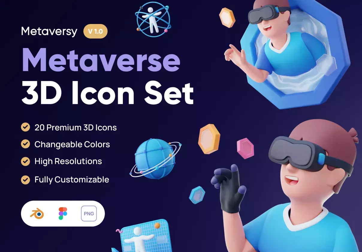 Metaversy - Metaverse 3D Icon Set