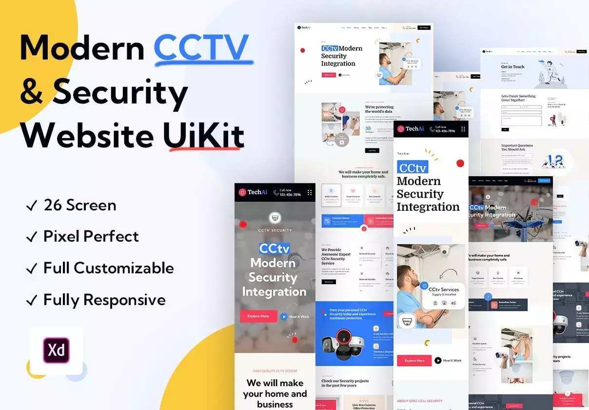 Modern CCTV And Home Security Website UIKit