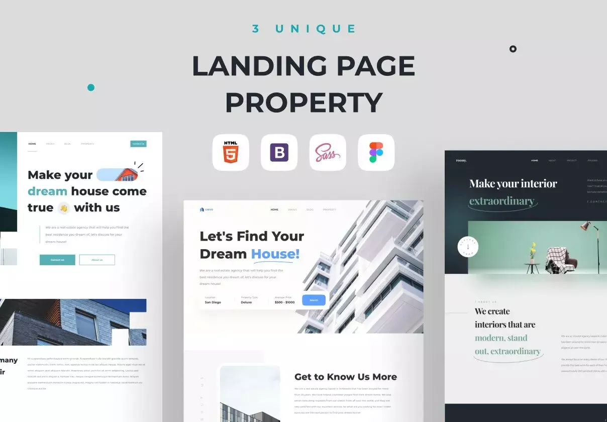 Propty - 3 Unique Landing Page Property