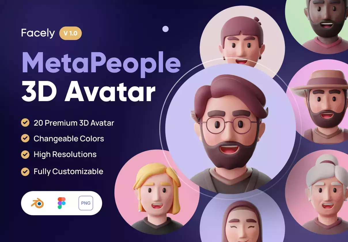 Modern & Creative 3D People Avatar for Metaverse Industry