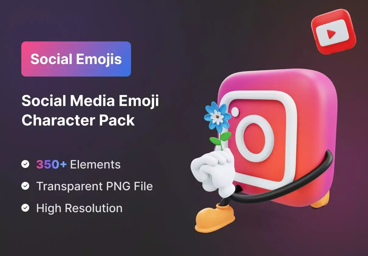 Social Media Emoji Character Premium 3D Emoji for Social Media