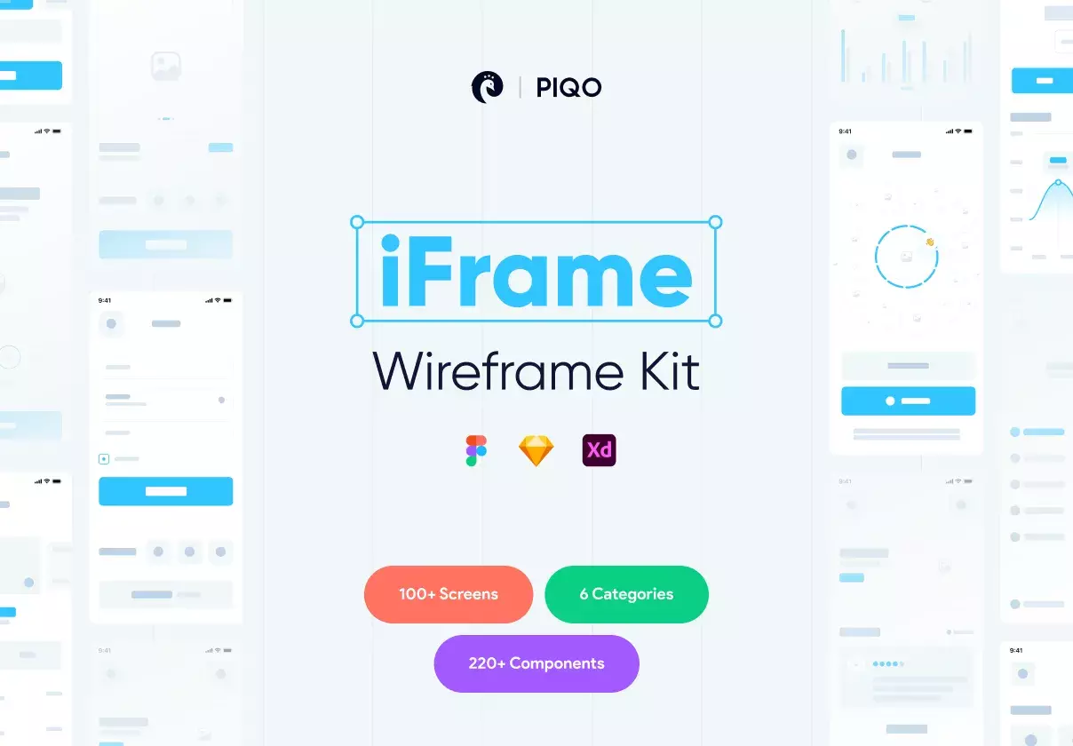 100+ wireframed screens for Sketch, Figma & Adobe XD