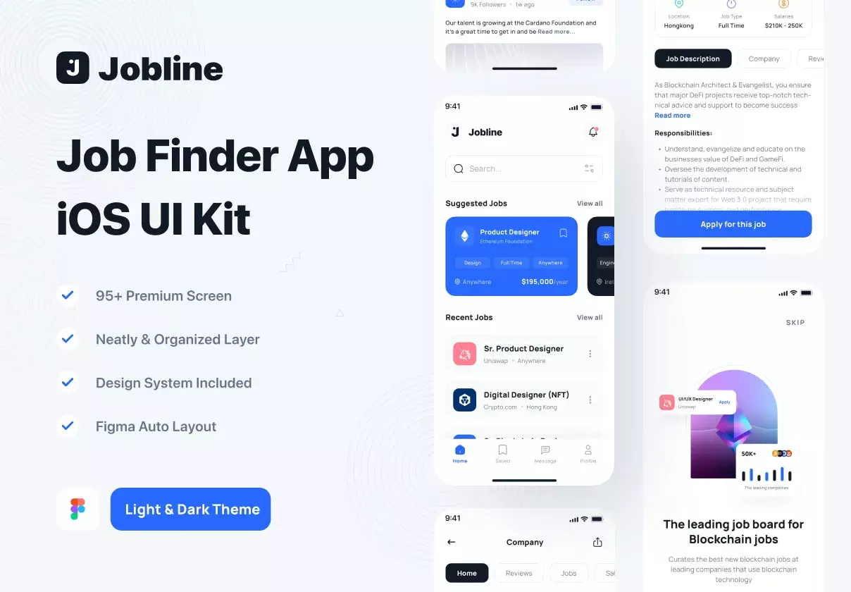 Premium Job Finder App iOS UI Kit