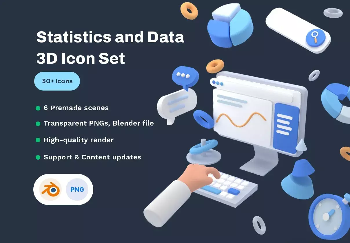 Statistics and Data 3D Icon Set