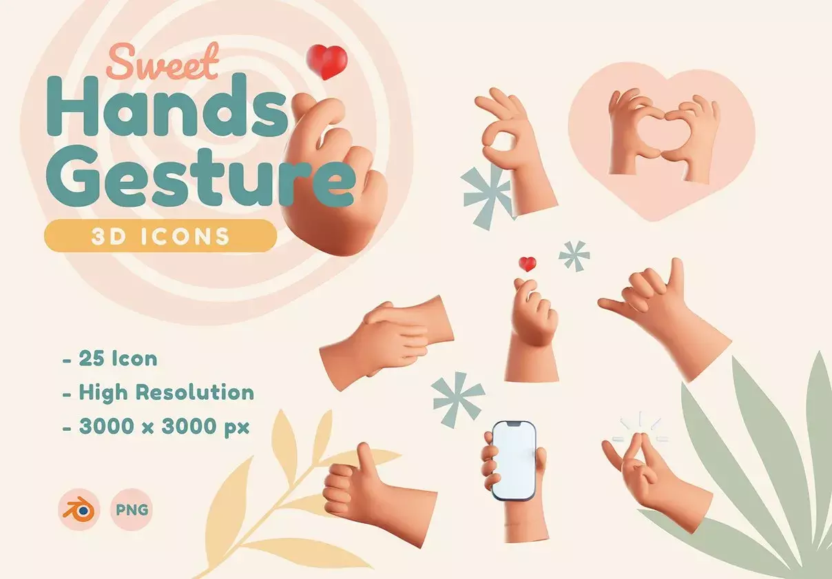 Hands Gesture 3D Icons