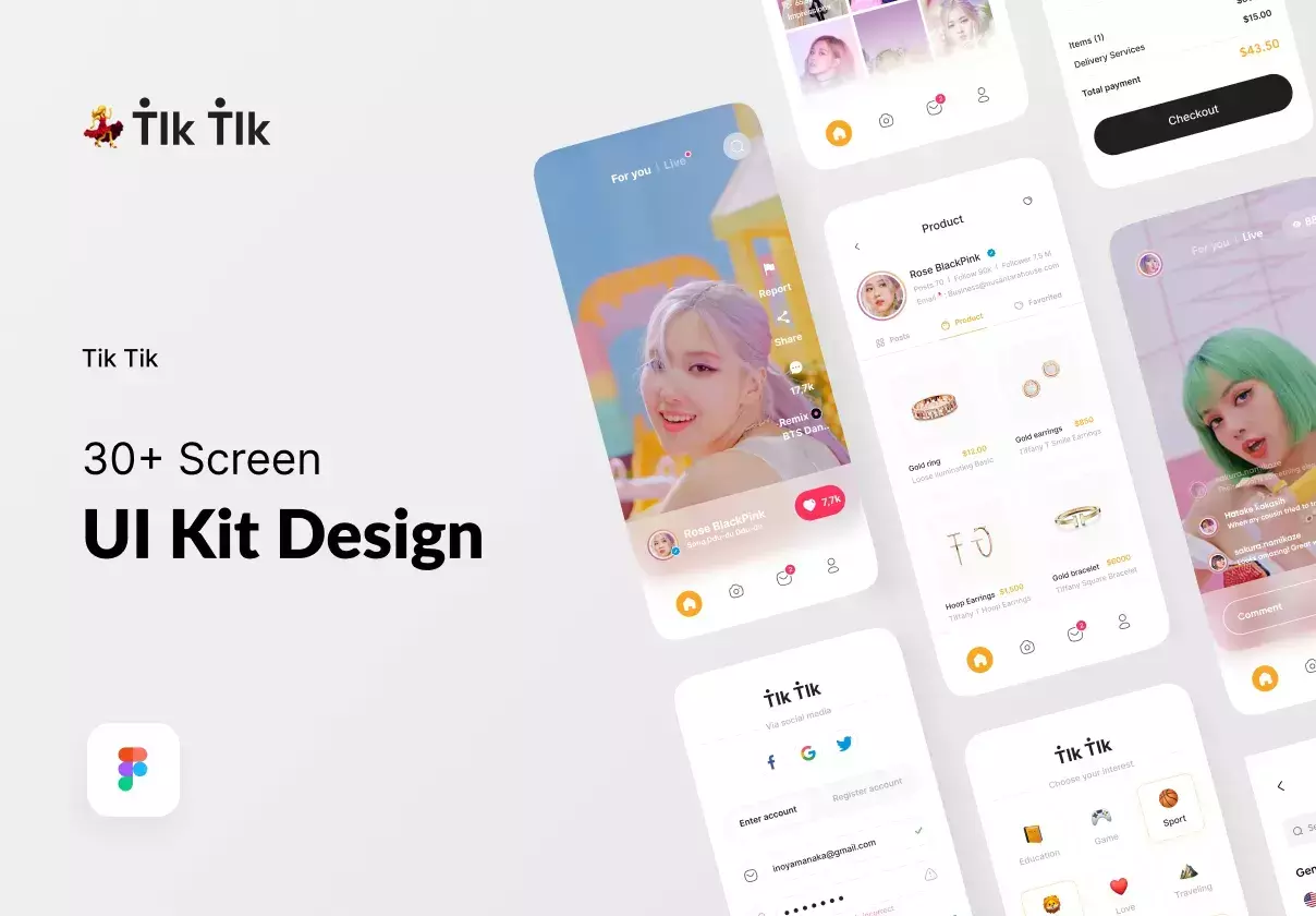 Tik Tik -  Social Media UI KIT 💃