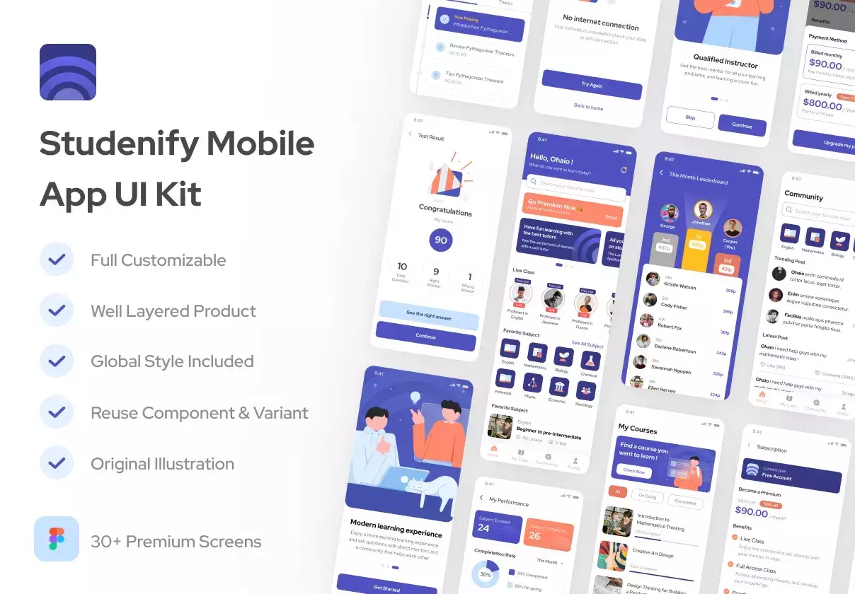 Studenify - Elearning Mobile UI Kit