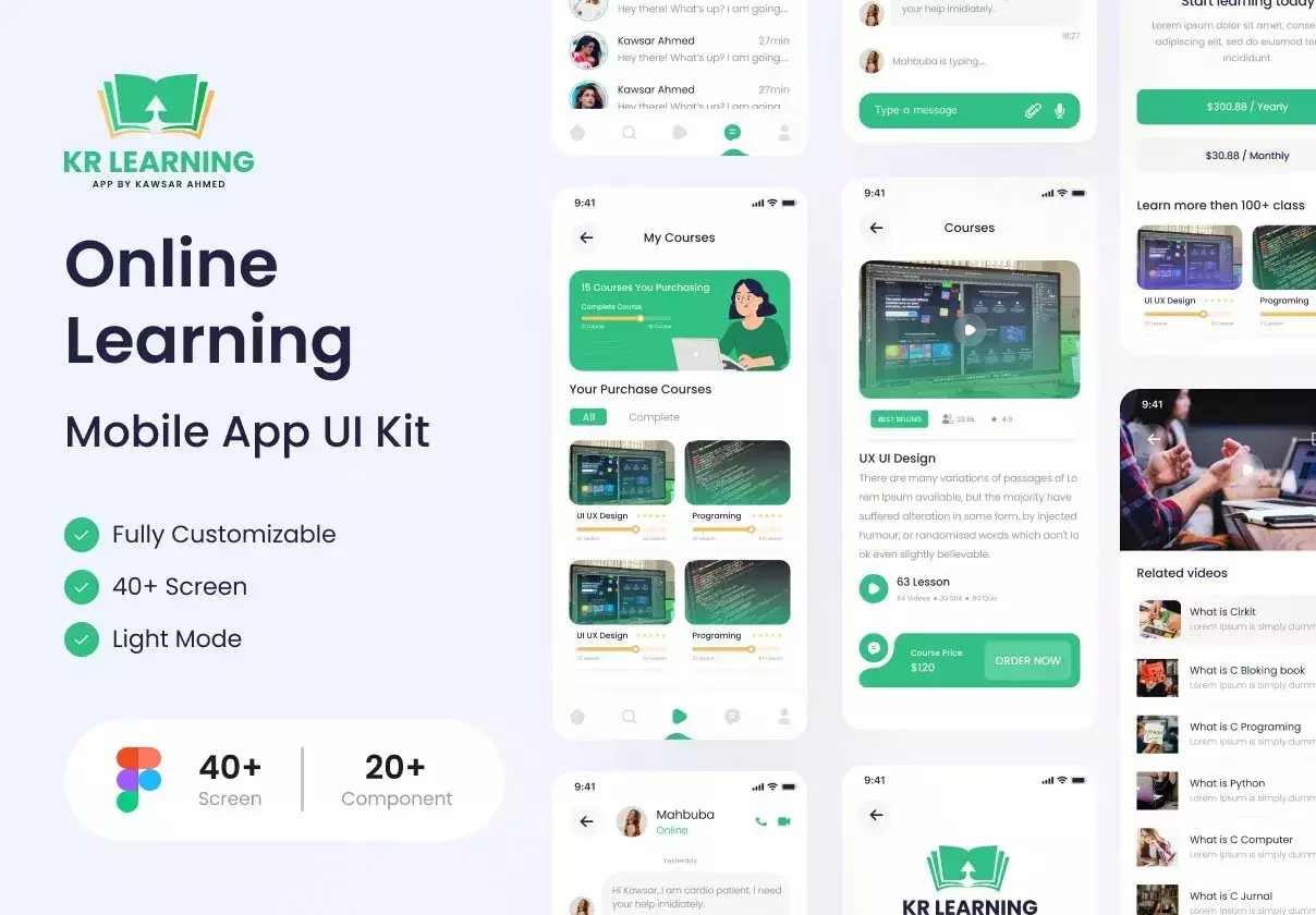 Online learning mobile app ui kit