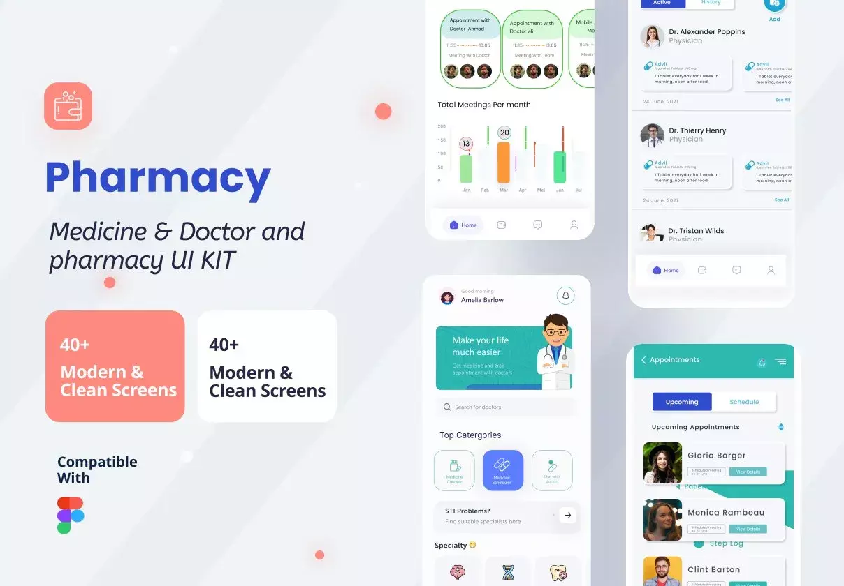 Medical App, Online Doctor Consultation App, Pharmacy App Mobile UI Kit