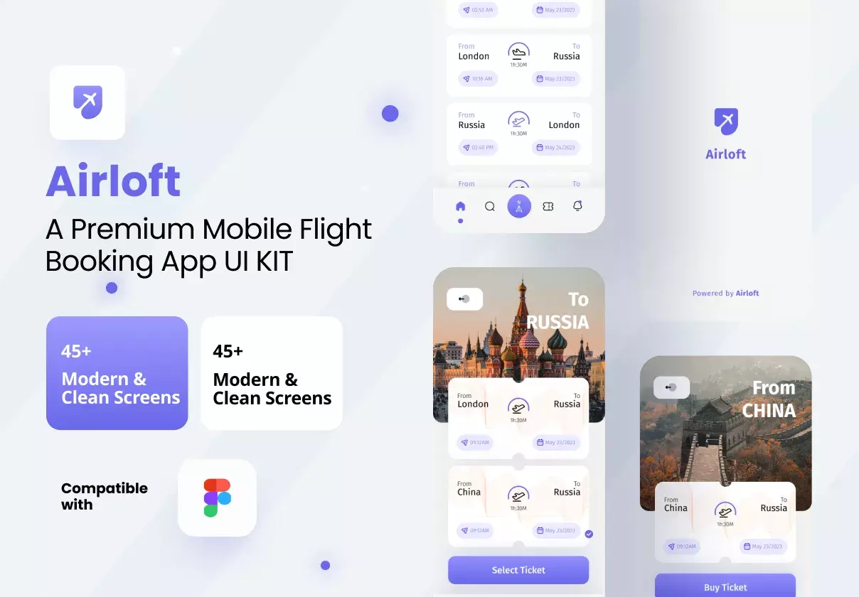 Airloft - A Premium Flights Booking Mobile App UI Kit