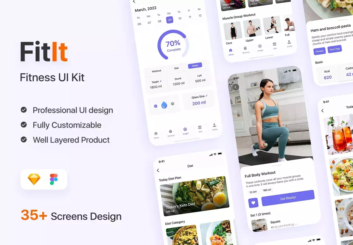 FitIt - Fitness App UI Kit