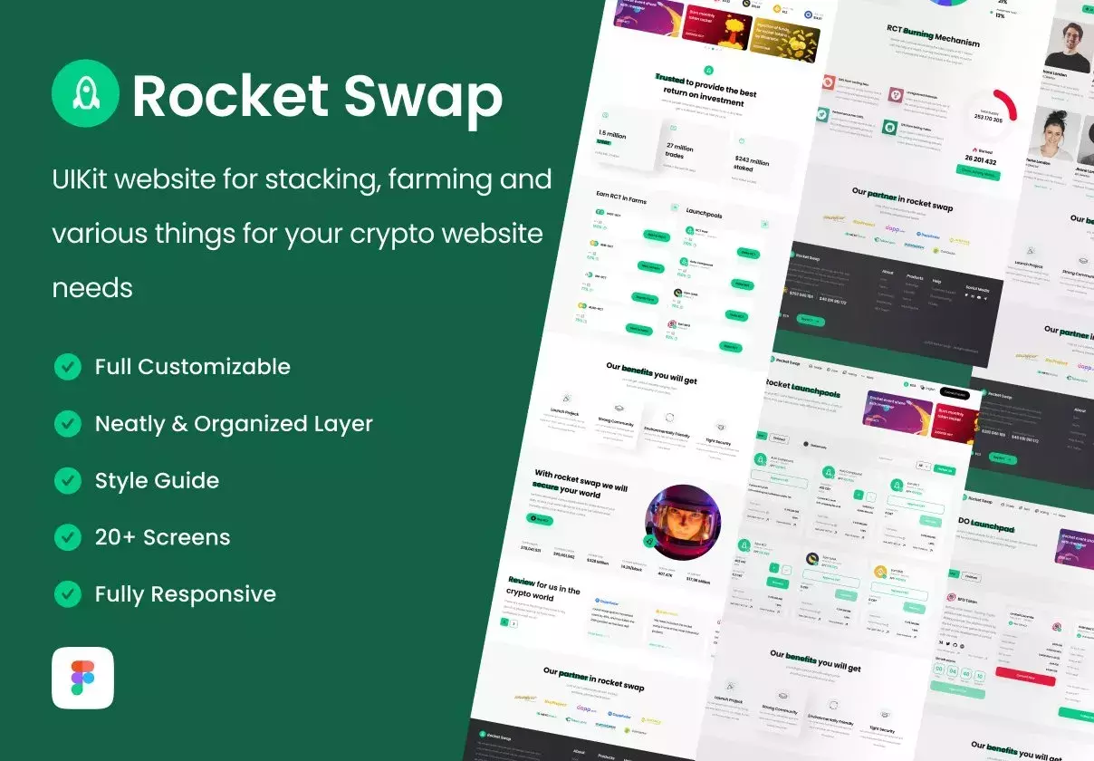 Rocket Swap - UIKit website for stacking, farming and various things for your crypto website needs