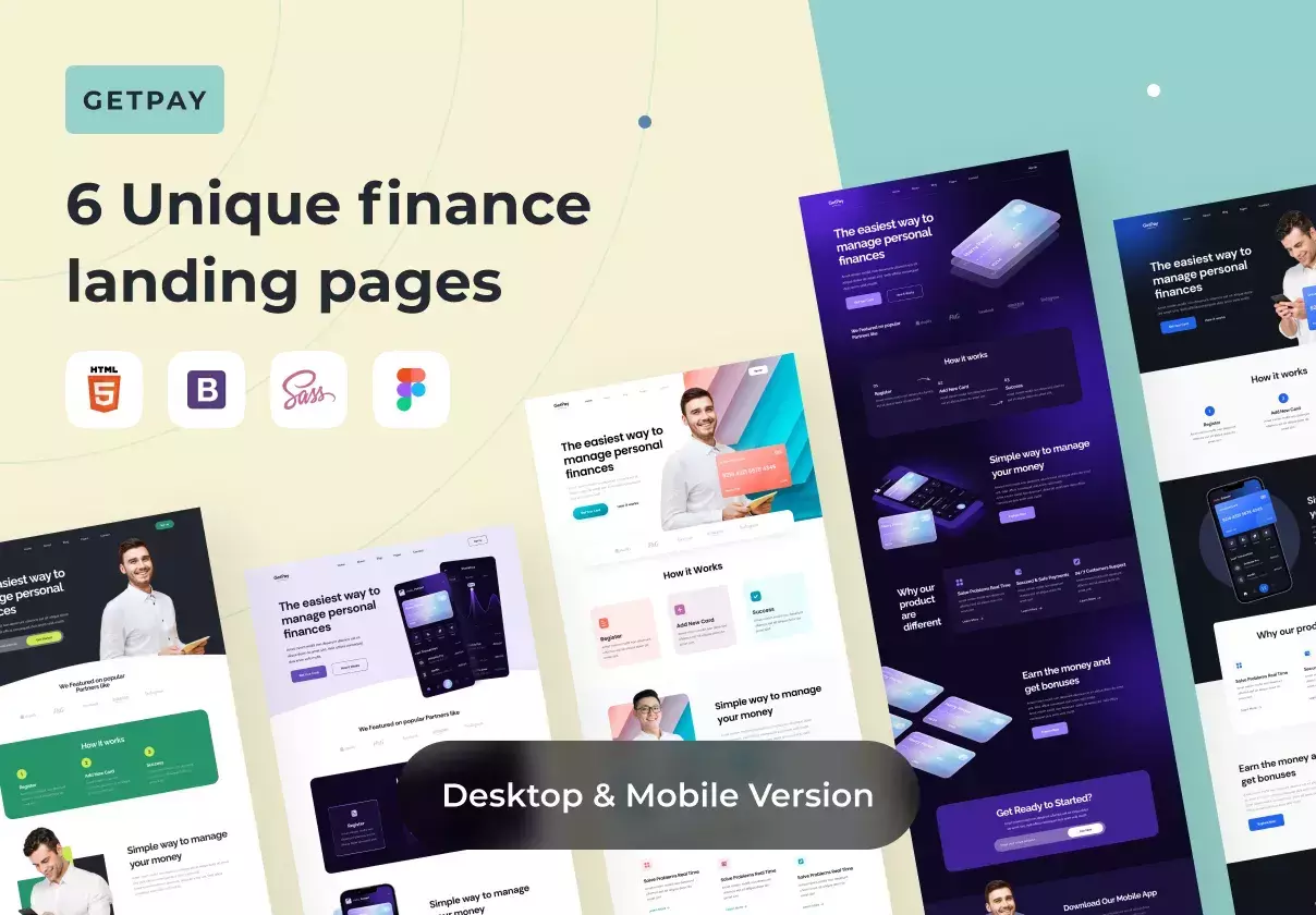 GetPay - 6 Unique Finance Landing Pages