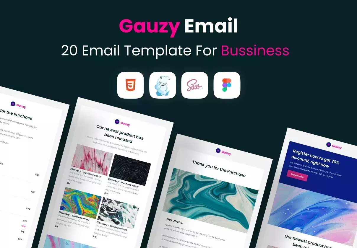 Gauzy - 20 Uniq Email Template  for Bussiness