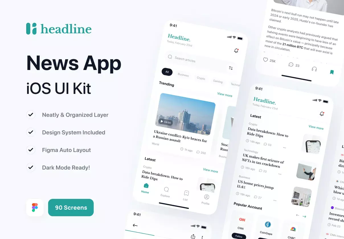 Premium News & Articles App UI Kit