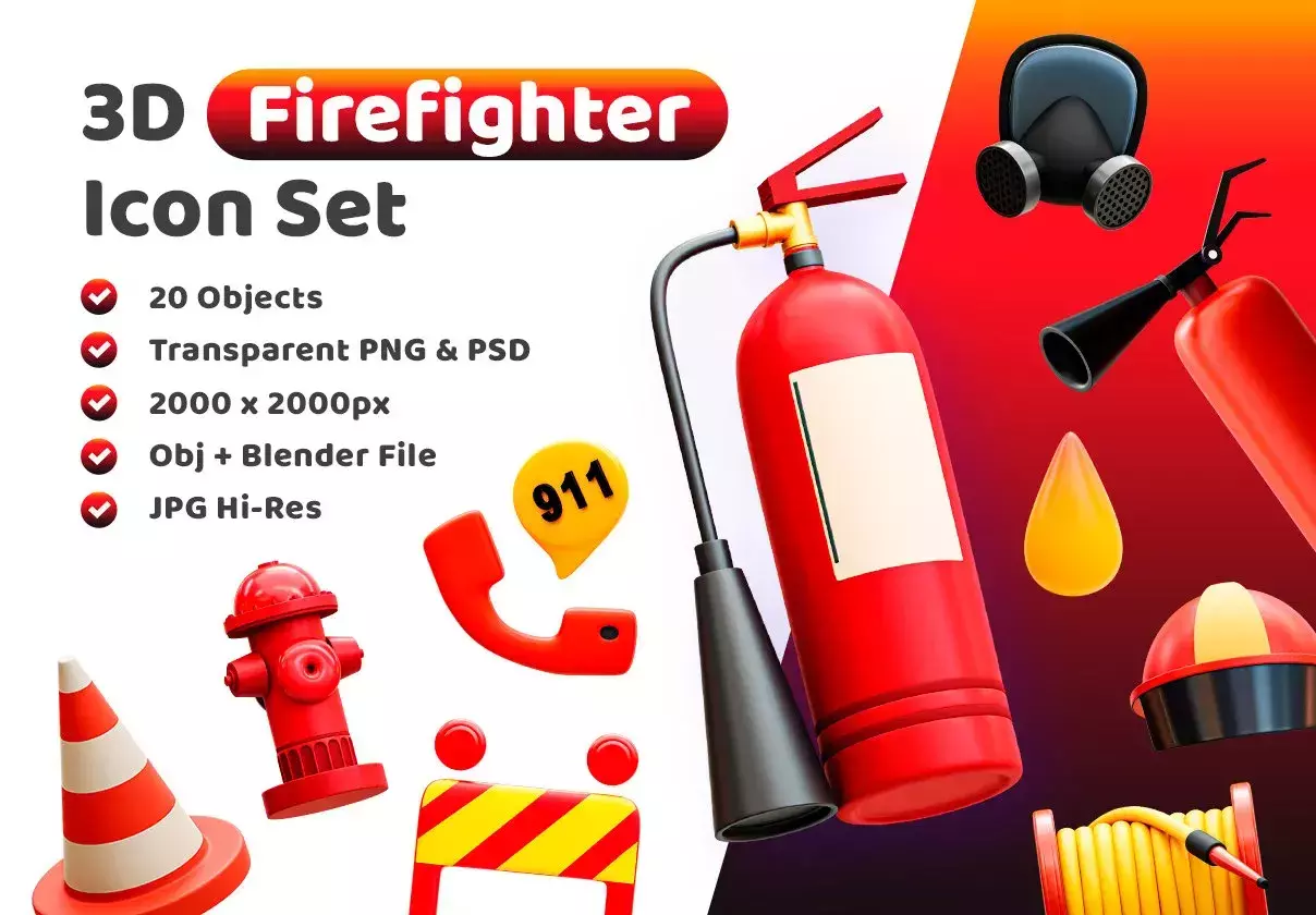 3d Firefighter Icon