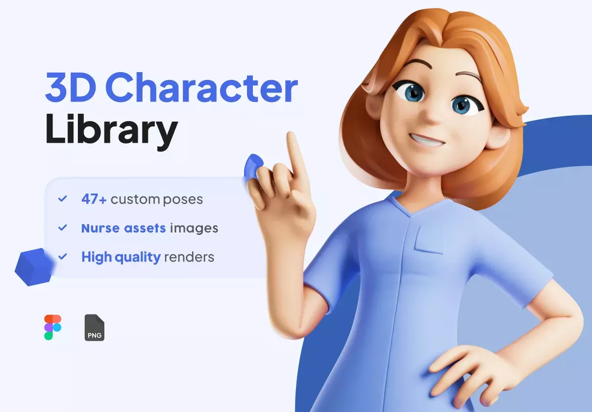 3D Character Nurse Figma UI KIT