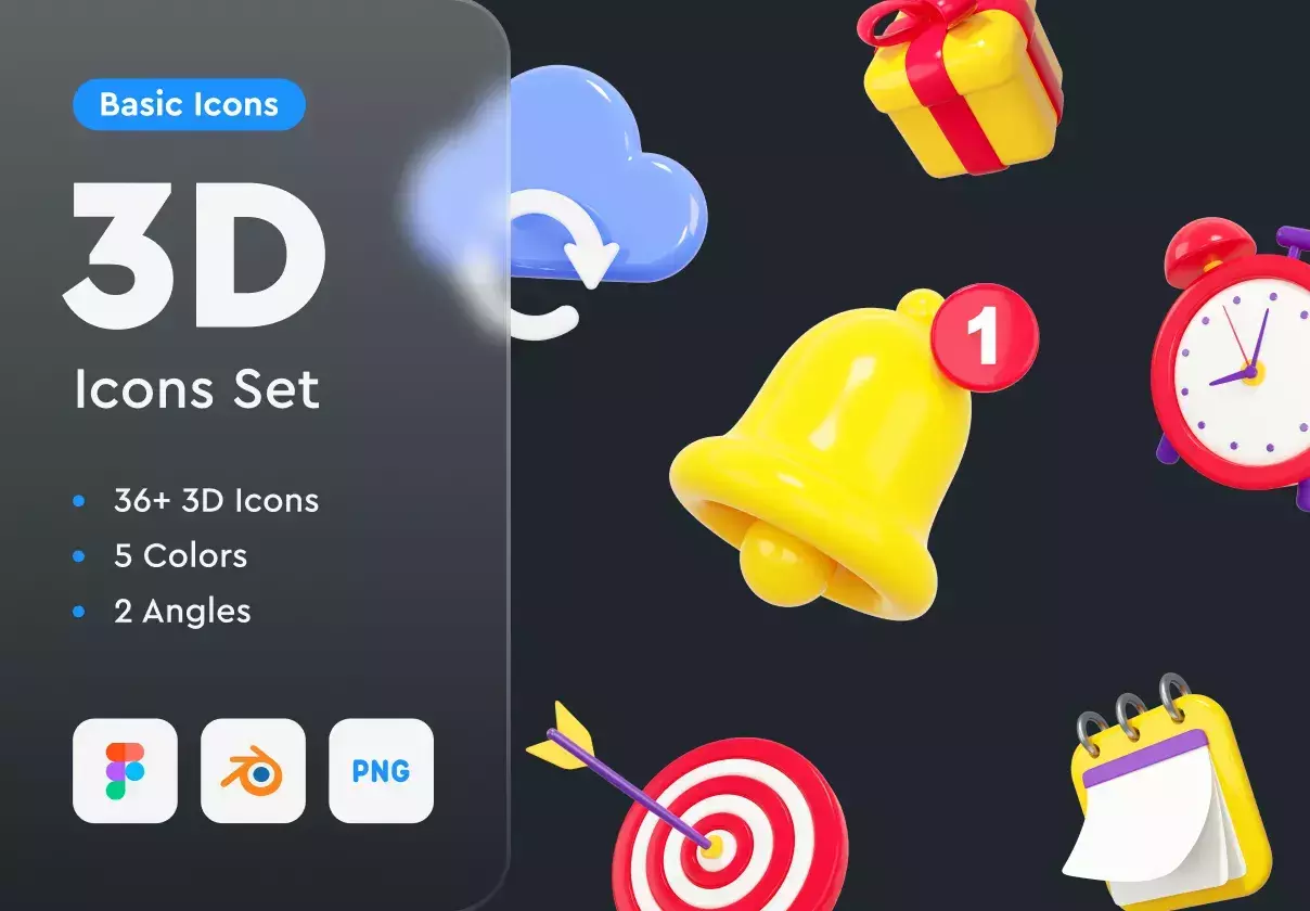 Basic 3D Icons Set