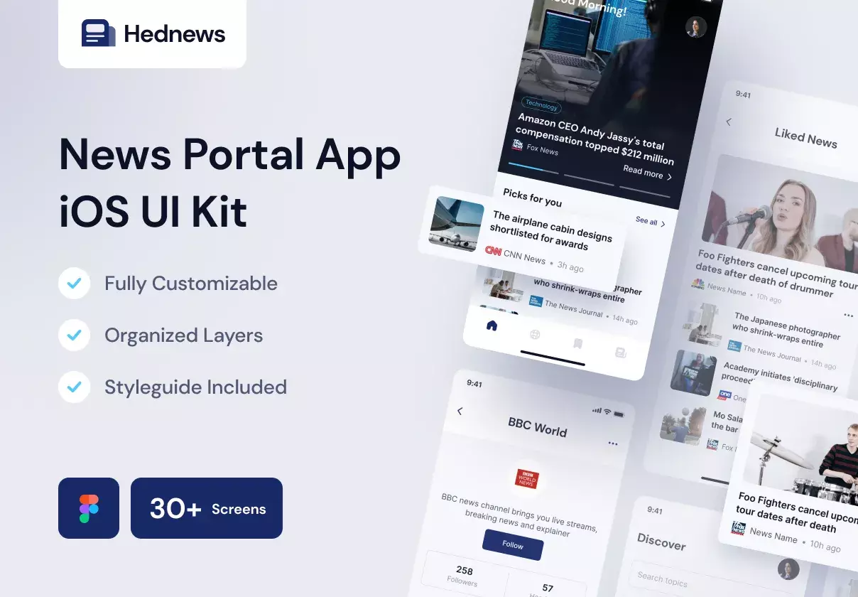 Hednews - News Portal App UI Kit