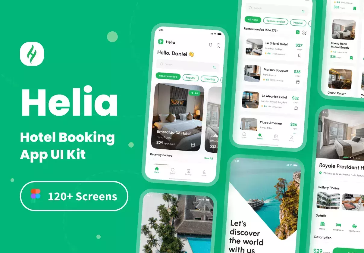 Helia - Hotel Booking App UI Kit