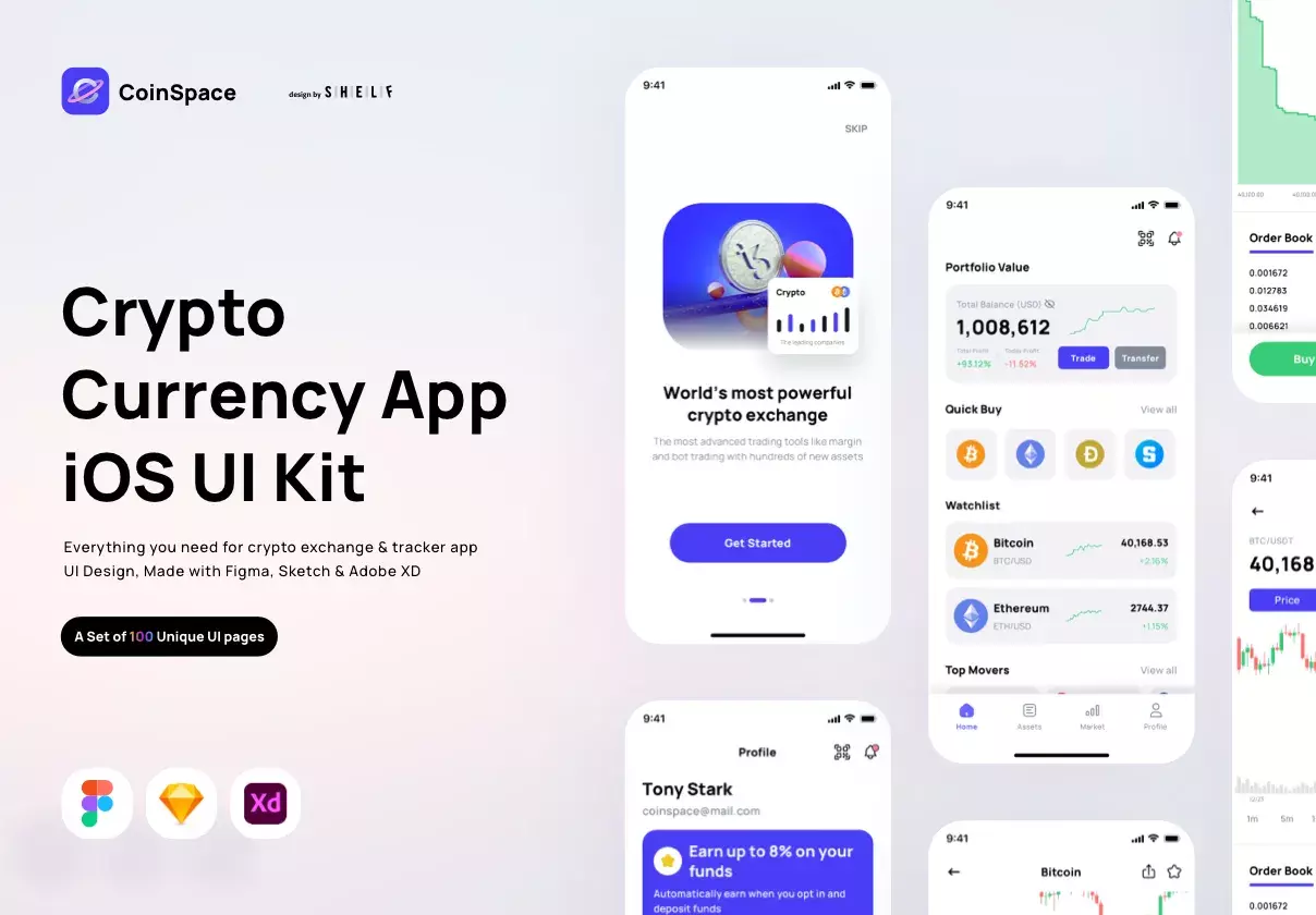 CoinSpace: Crypto Currency App iOS UI Kit