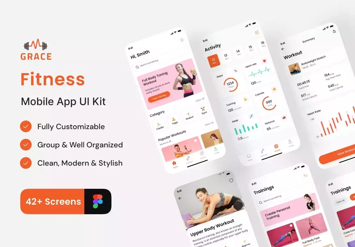 Grace - Fitness App UI Kit