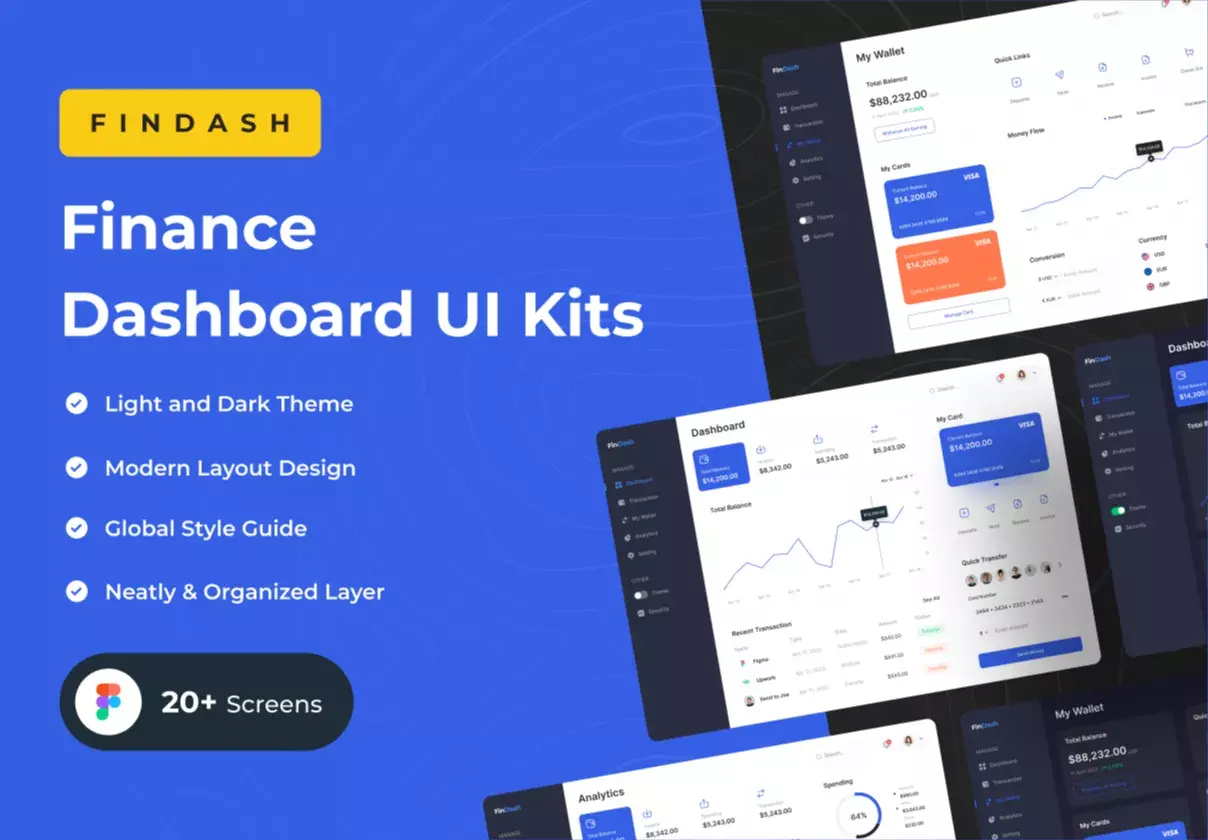 FinDash - Finance Dashboard UI Kits