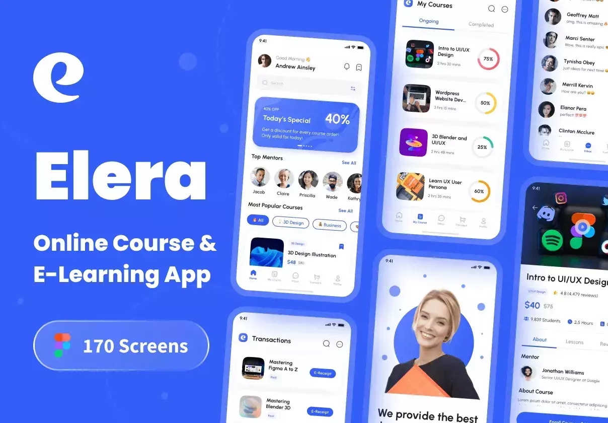 Elera - Online Course & E-Learning App UI Kit