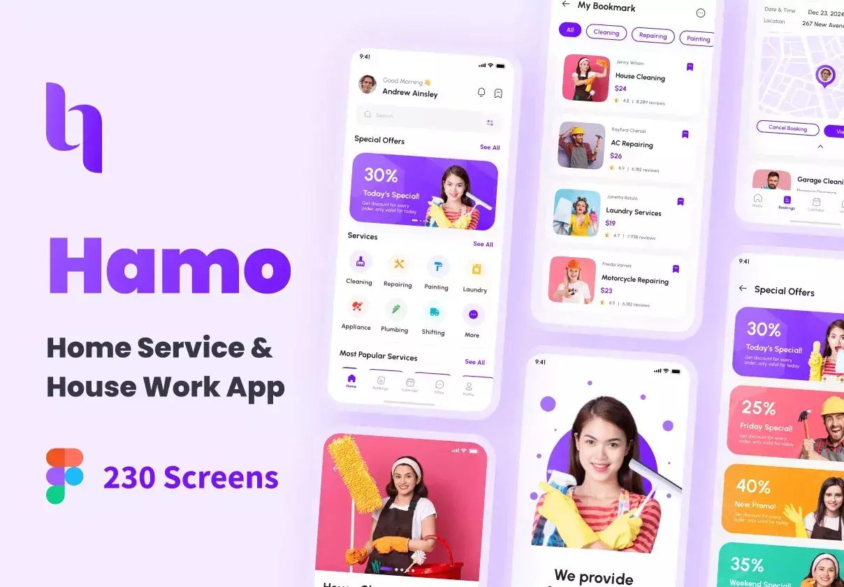 Hamo - Home Service & House Work App UI Kit