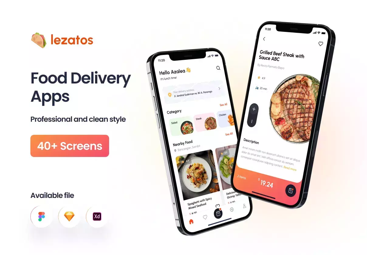 Clean and professional as a real product food delivery UI Kit