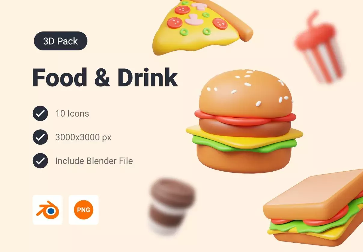 Food and Drink 3D Icon Pack